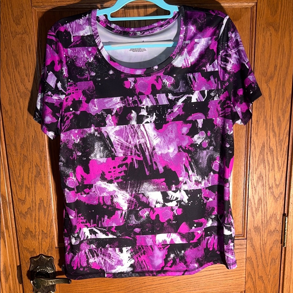 Women's Abstract Purple and Black Top